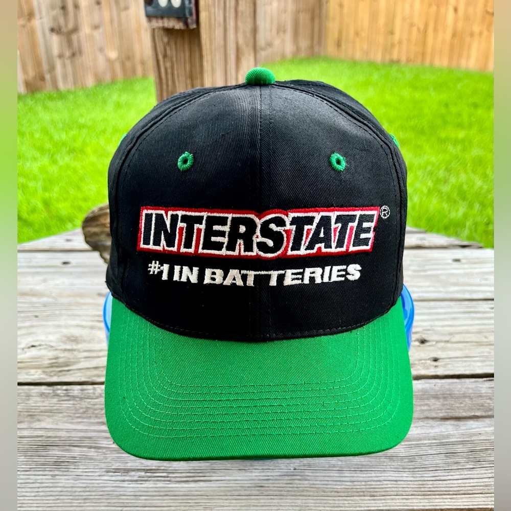 NASCAR Racing‎ Hat Interstate Batteries # 1 Black & Green SnapBack Cap Vintage - Picture 6 of 6